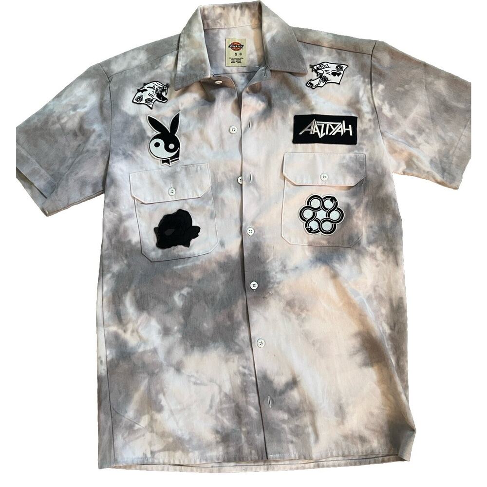 One Of A Kind Tye Dye Dickies Work Shirt Button Down Patches Playboy Small